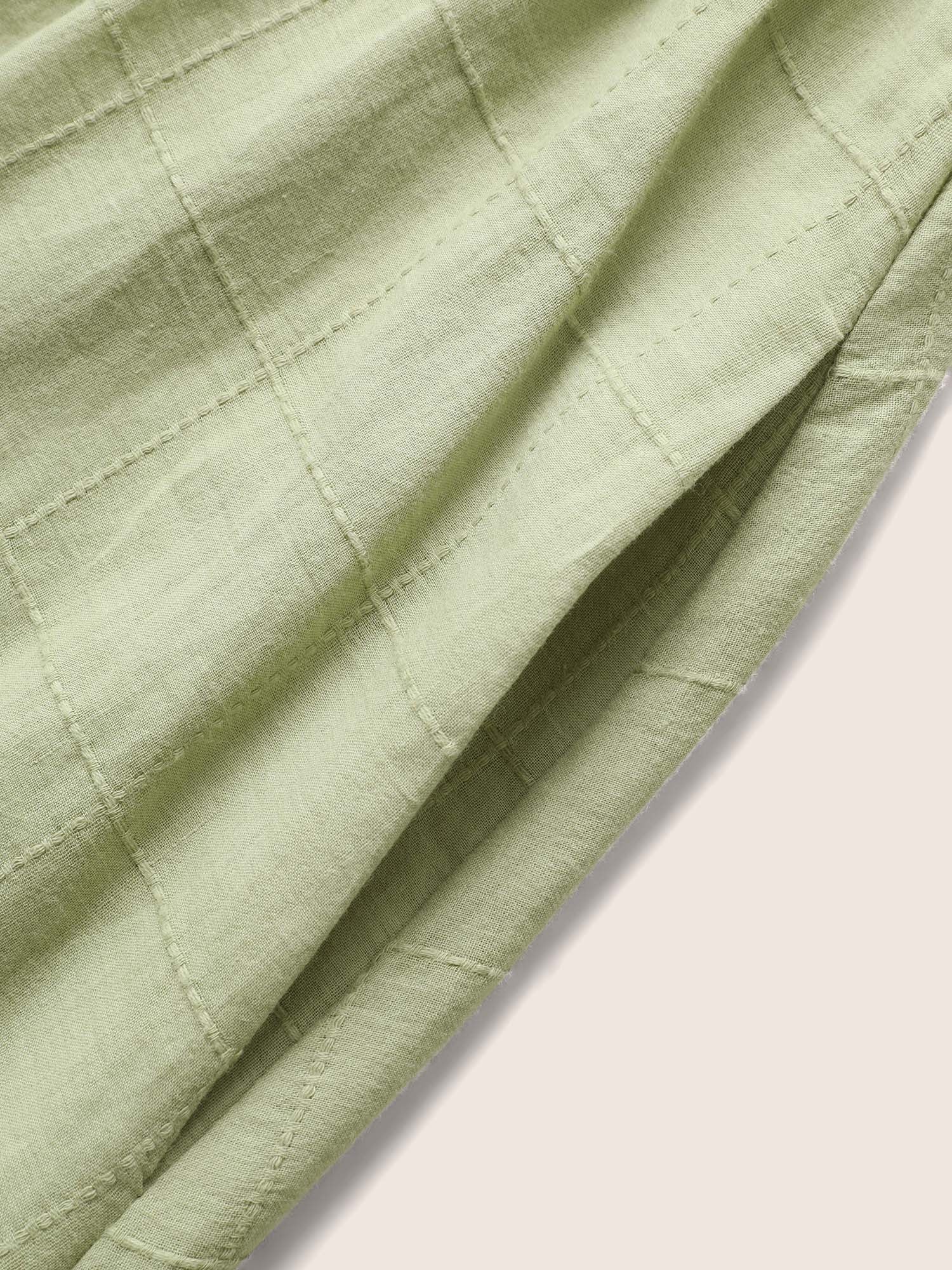 V Neck Solid Textured Drawstring Midi Dress