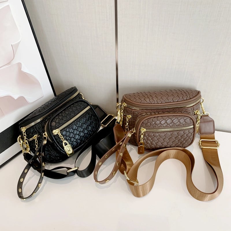 Women's Pu Leather Geometric Solid Color Basic Classic Style Zipper Shoulder Bag Crossbody Bag