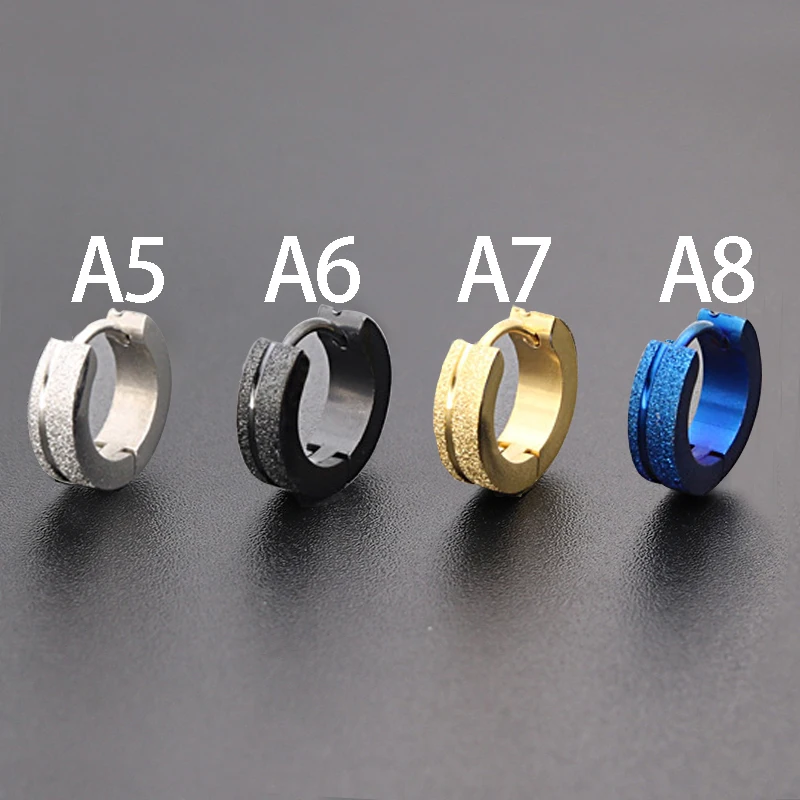 Factory direct selling titanium steel stainless steel slotted matte ear buckle trendy fashion hypoallergenic earring EA1-20