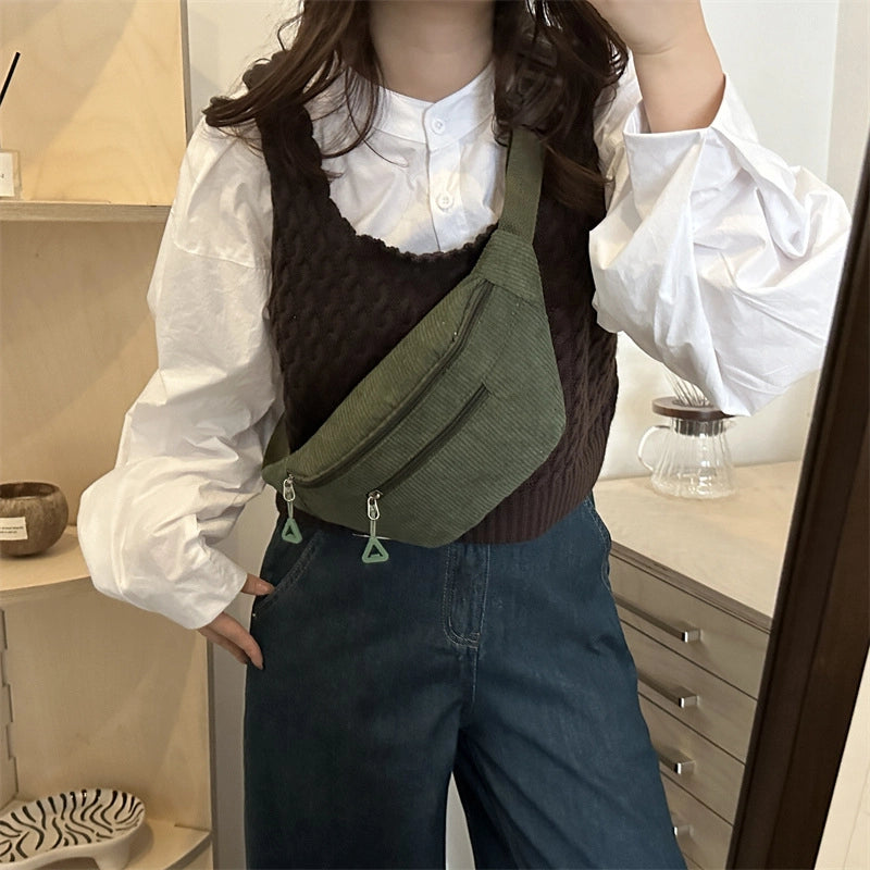 Women's Streetwear Solid Color Flannel Waist Bags