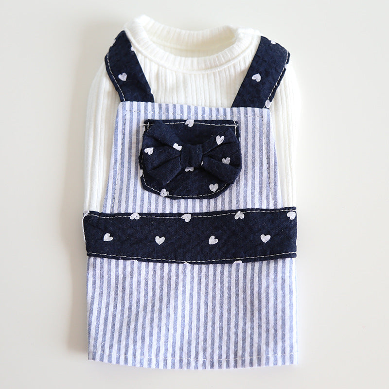 Striped Heart Printed Pet Dress&Tee