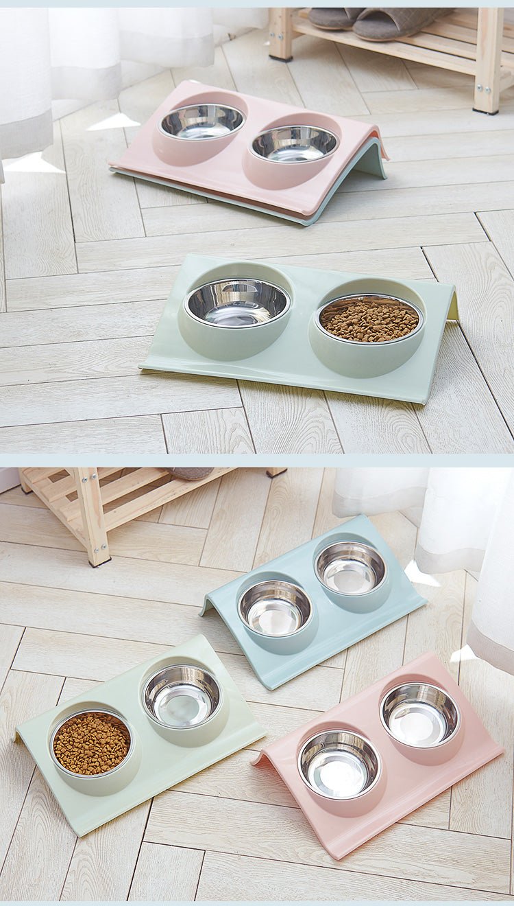 Pastel Double Stainless Steel Pet Bowl (Various Colours)