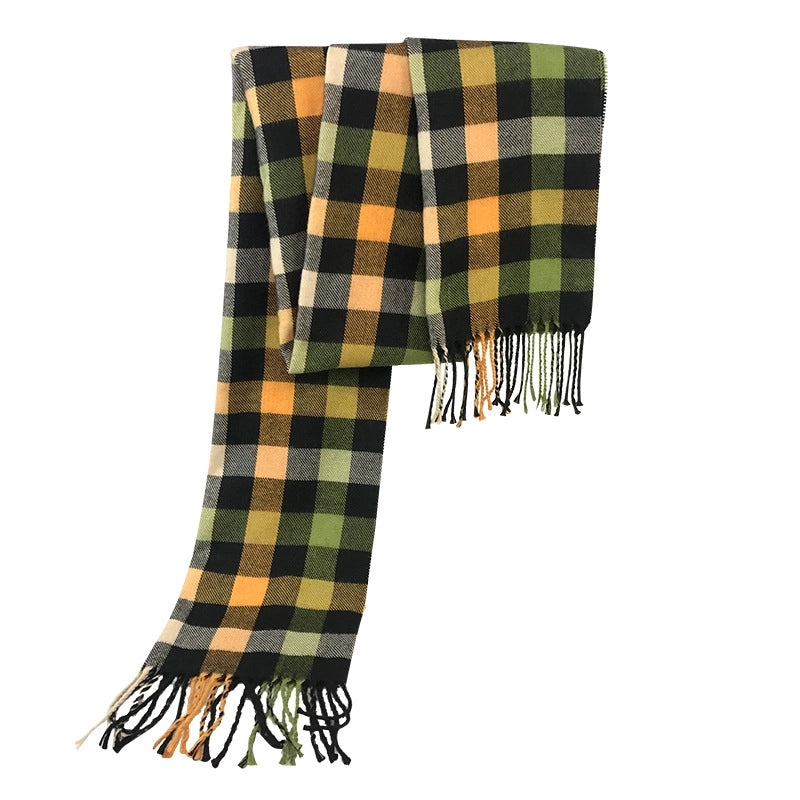 Autumn And Winter New Tassel Men's Scarf Double-sided Cashmere Scarf Long Tassel Warm Lovers Scarf