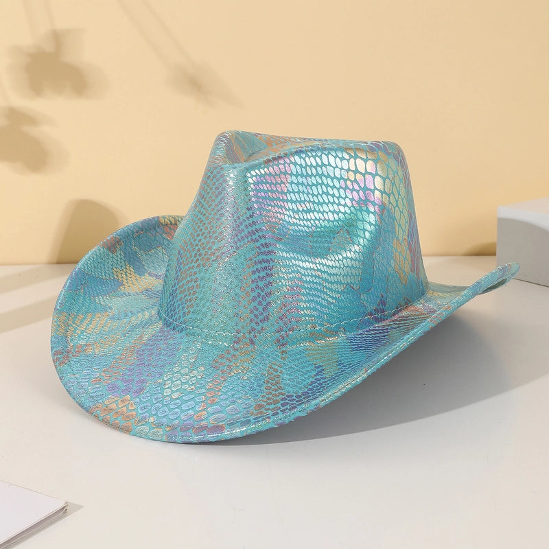 Women's Hip-Hop Japanese Style Cowboy Style Snakeskin Big Eaves Wide Eaves Fedora Hat
