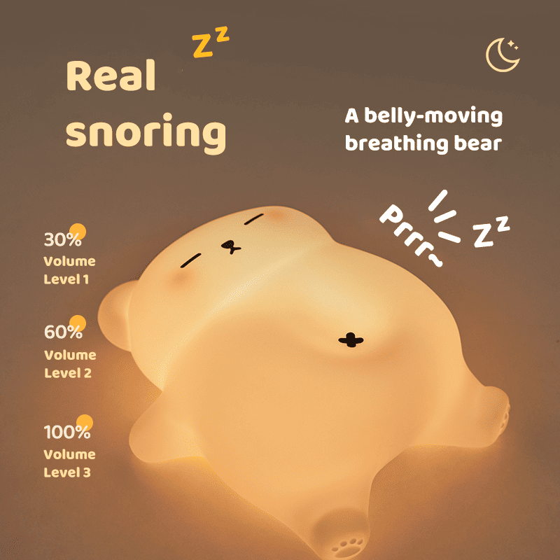 Breathing Bear Snuggly  Squishy Silicone Sleeping Companion Sound LED Night Light Perfect Gift