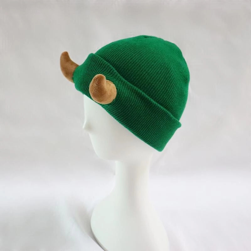 Little Devil Knitted Hat Men's Trendy Ear Protection Wool Hat Women's Autumn And Winter Warm Big Head Circumference Couple Hat