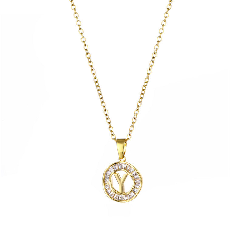 Natural Letter Text Number Stainless Steel Electroplating Necklaces