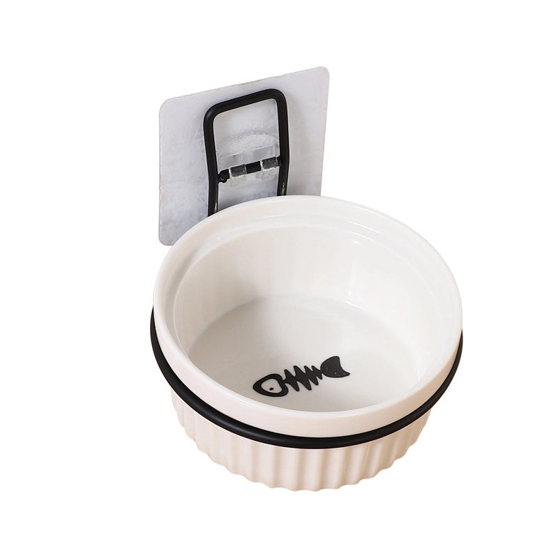 Solid Wood Pet Food Bowl Cat Cage Villa Style Hanging Fixed Dog Bowl Cat Food Waterproof Anti-overturn