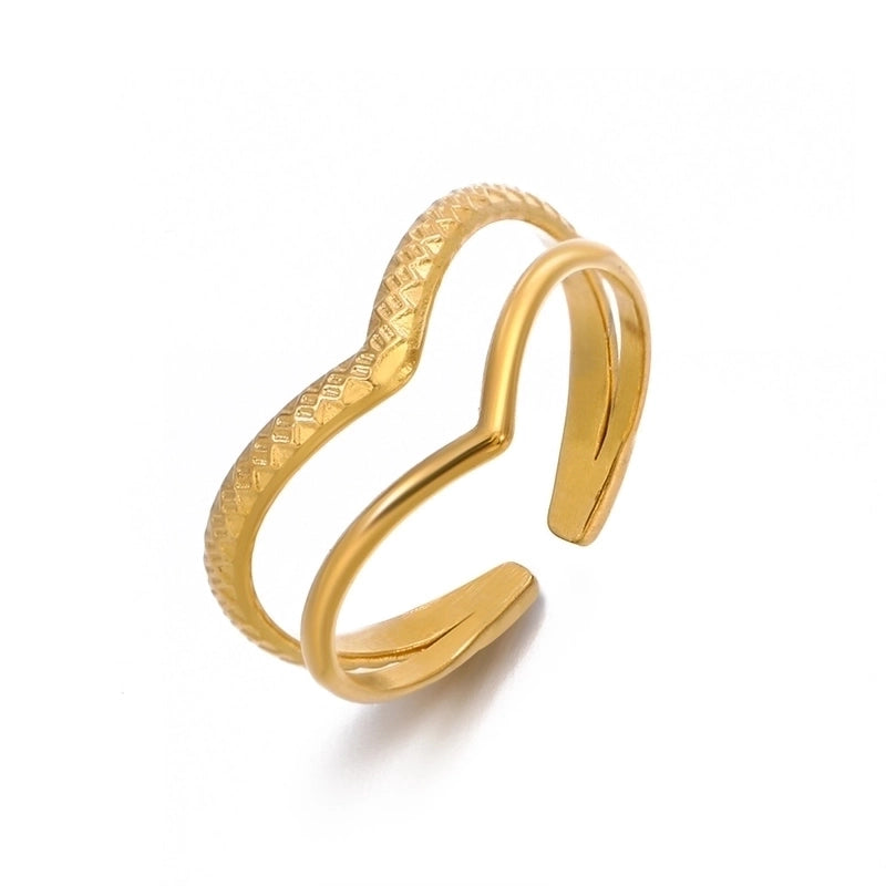 Basic Letter 304 Stainless Steel 18K Gold Plated Plating Open Rings