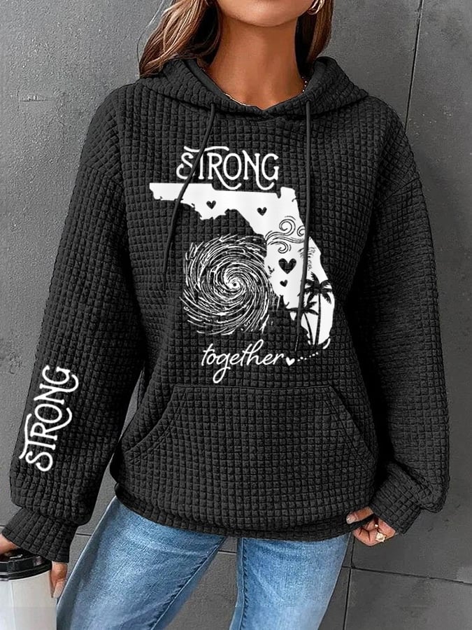 Women's Hurricane Helene 2024 Strong Together Waffle Hoodie