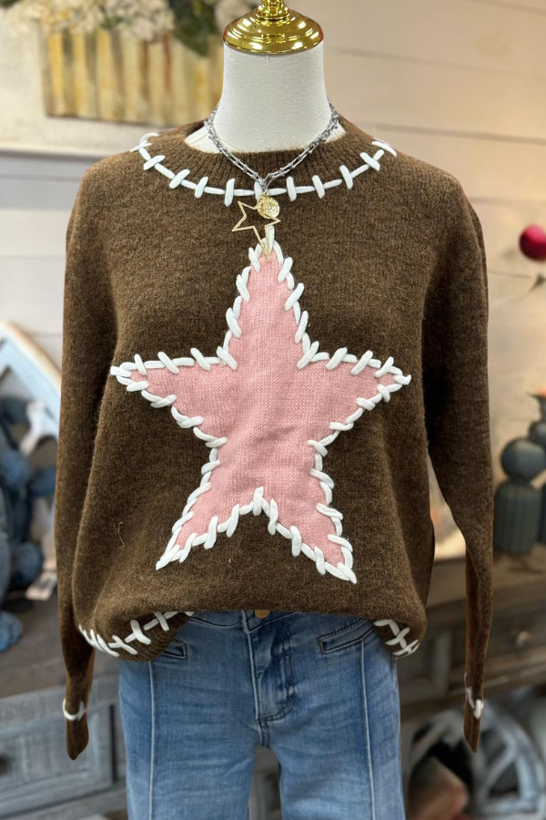 Star Stitch Decorated Sweater