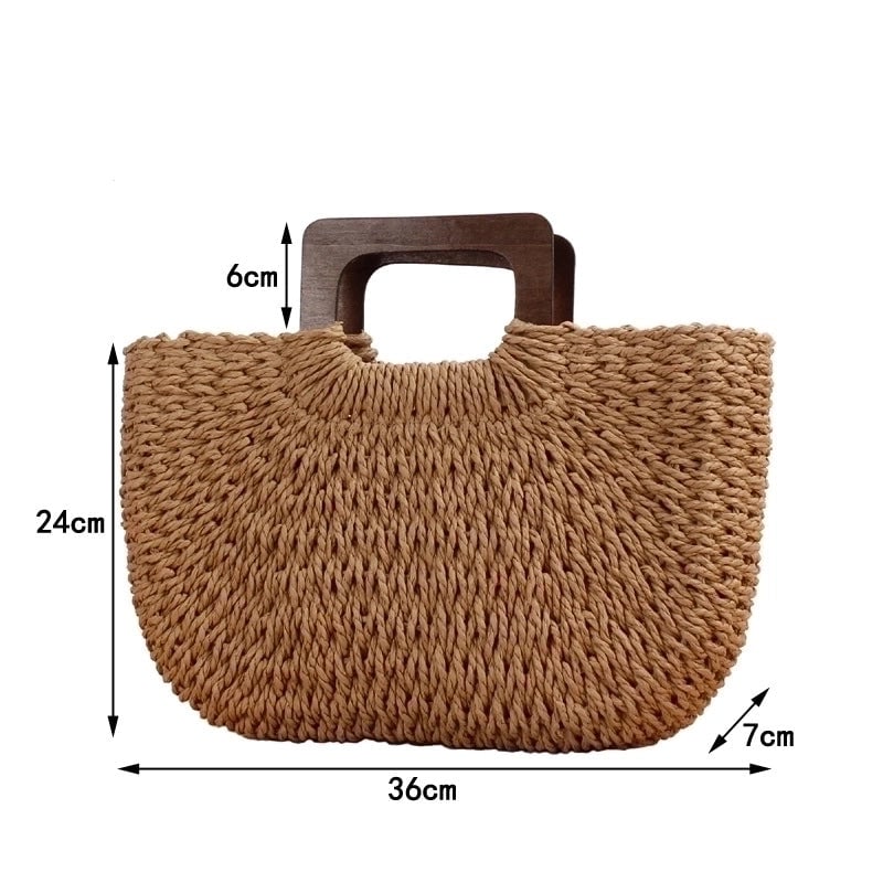 Women's Large All Seasons Fabric Vintage Style Straw Bag