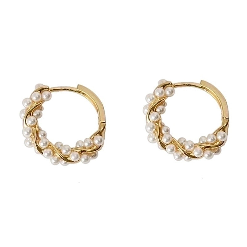 1 Pair Elegant Geometric Plating Inlay Copper Artificial Pearls Earrings