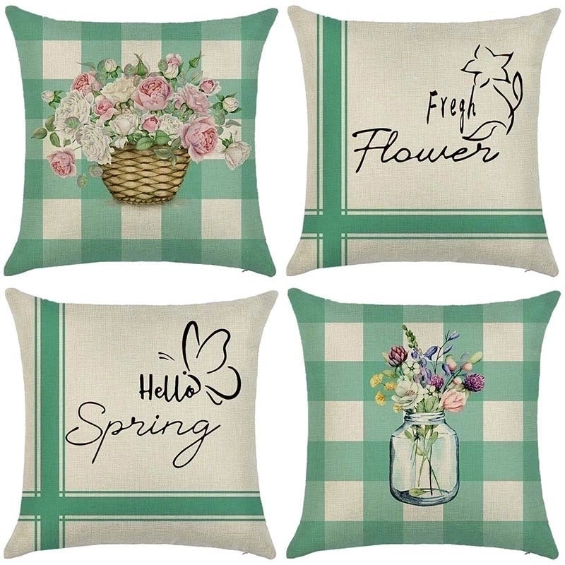 Pastoral Plant Flower Linen Pillow Cases