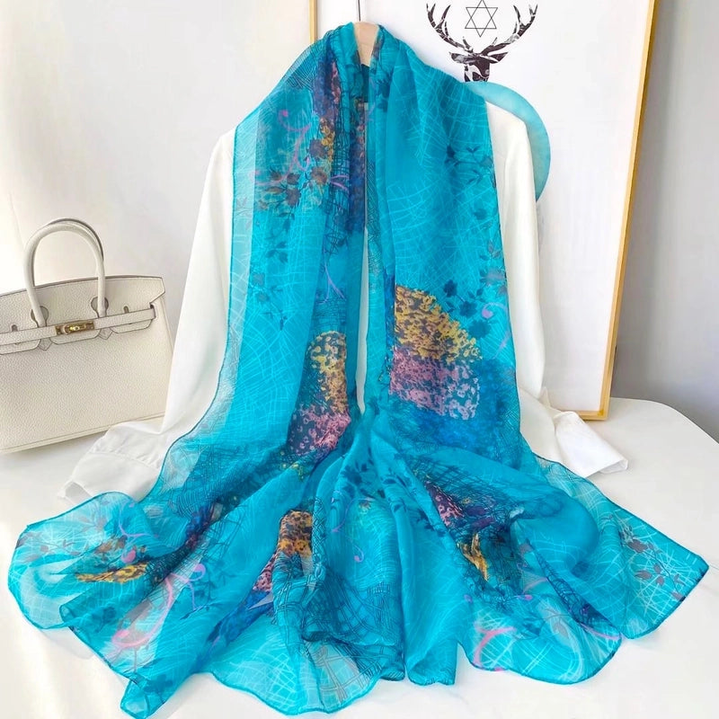 Spring And Summer New Yourou Silk Scarf Large Size Printed Beach Towel Dot Travel Vacation Sunscreen Scarf Women's Spot