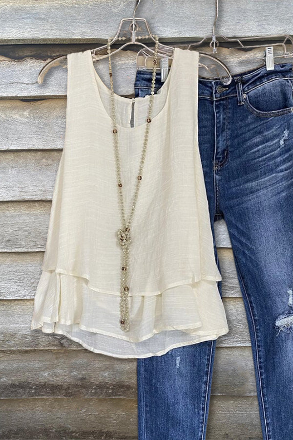 Linen-look Double Layer Vest