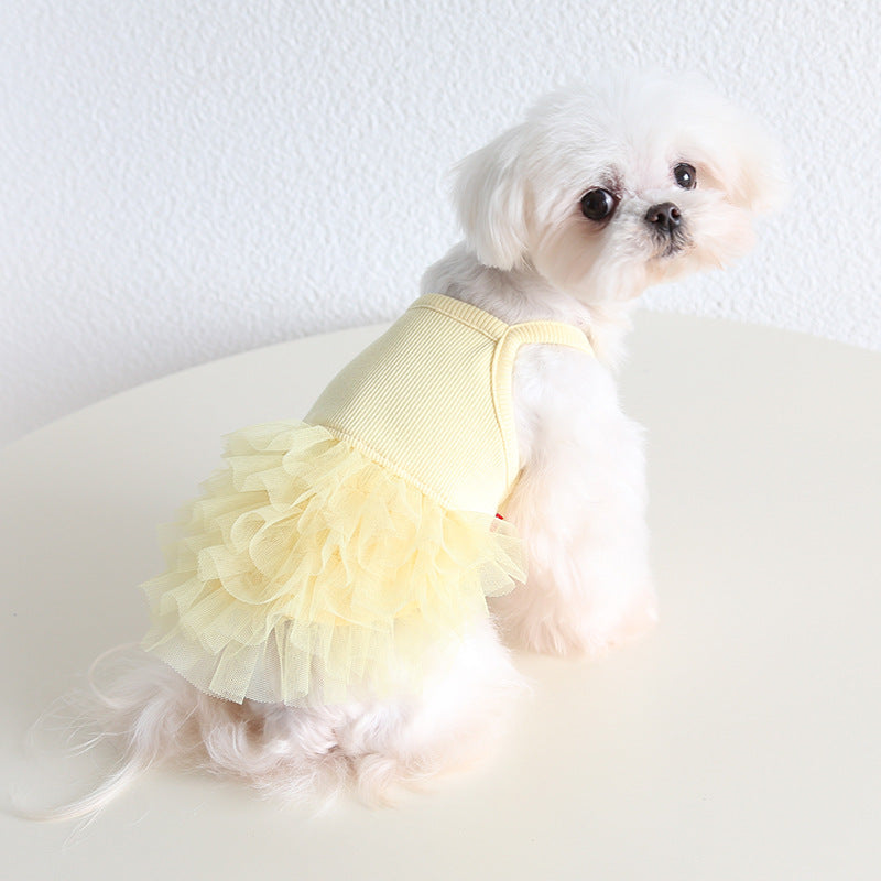 Solid Color Layered Dog Cat Lace Tutu Dress