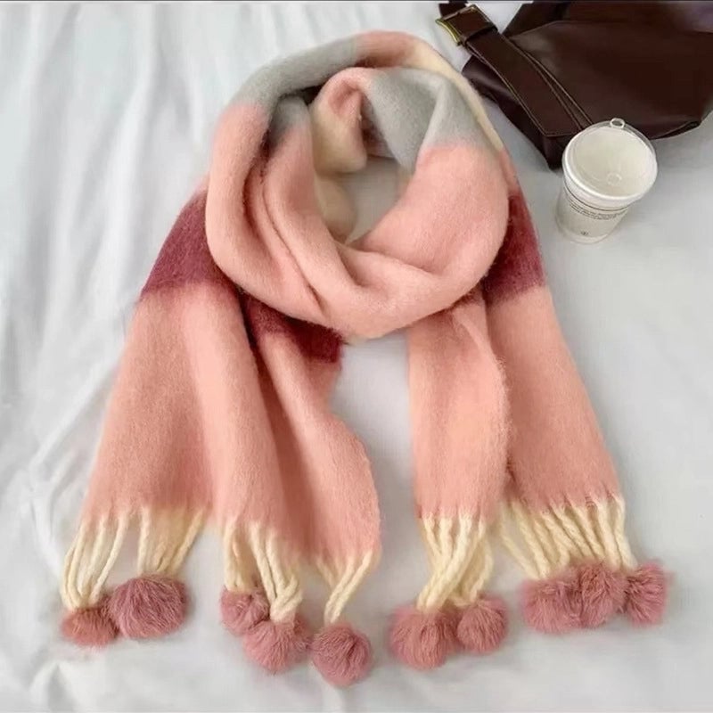 Women's Lady Minimalist Lattice Imitation Cashmere Scarf