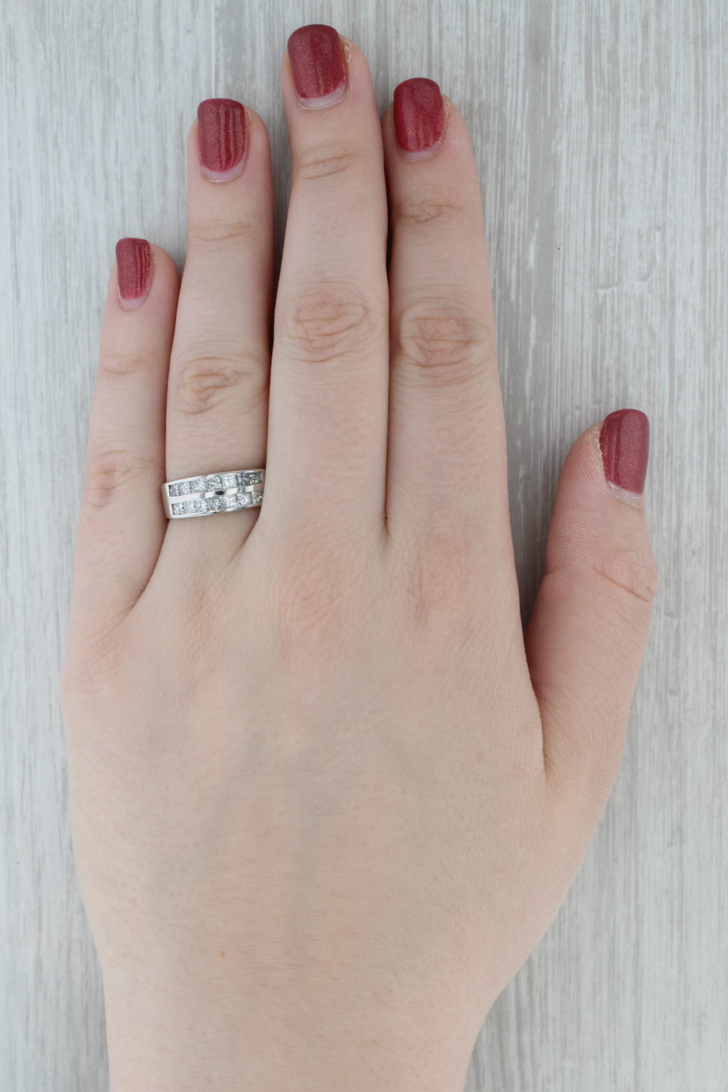 1.40ctw Diamond Wedding Band 18k White Gold Size 9.25