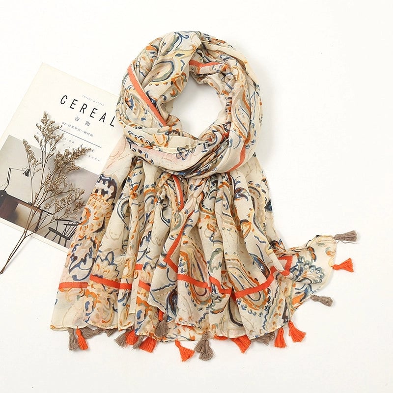 Women's Sweet Pastoral Flower Polyester Silk Scarf