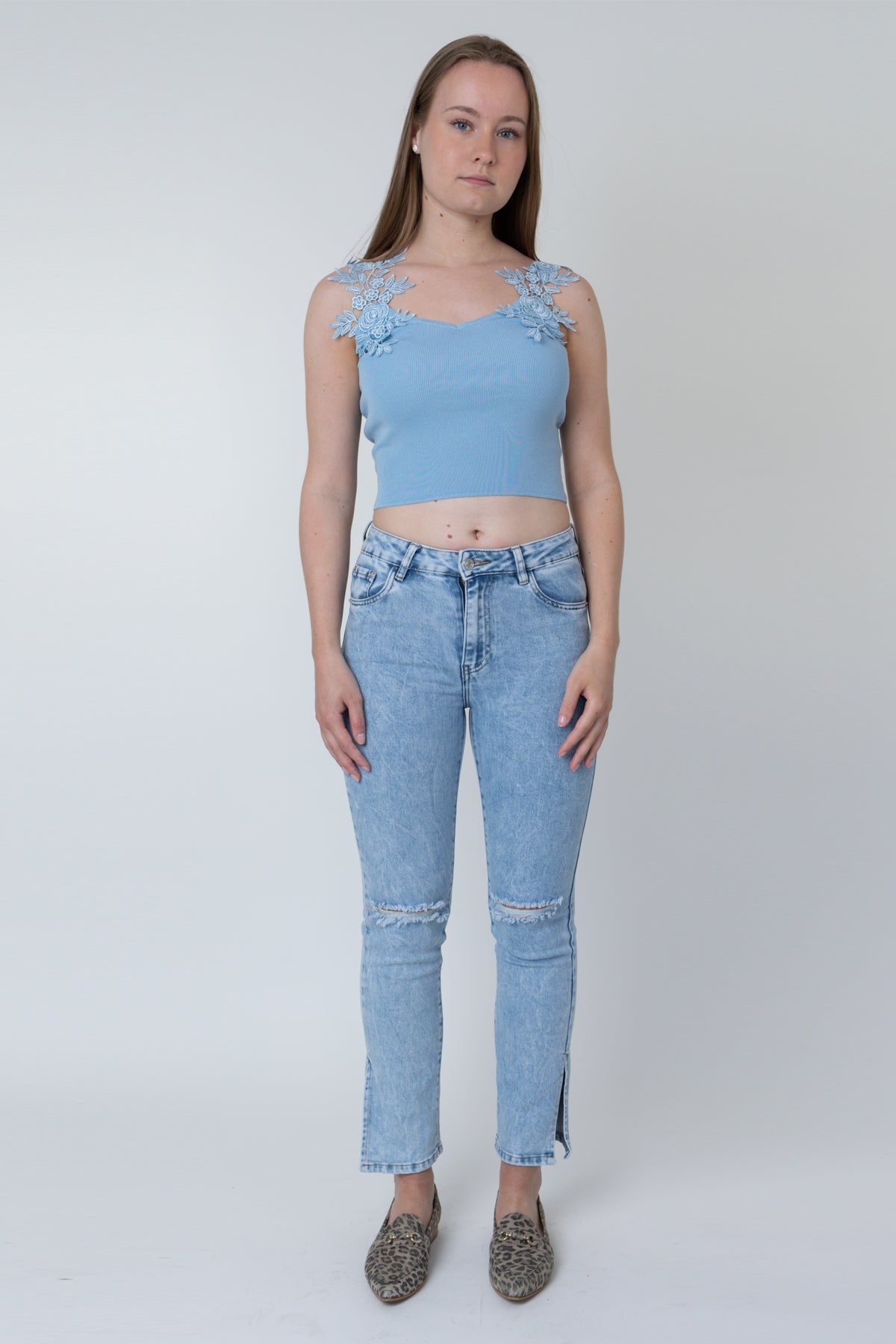 Elke stretch jeans met split