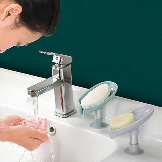 2 Pieces Self Drain Soap Holder. Leaf-Shape Self Draining Soap Dish Holder
