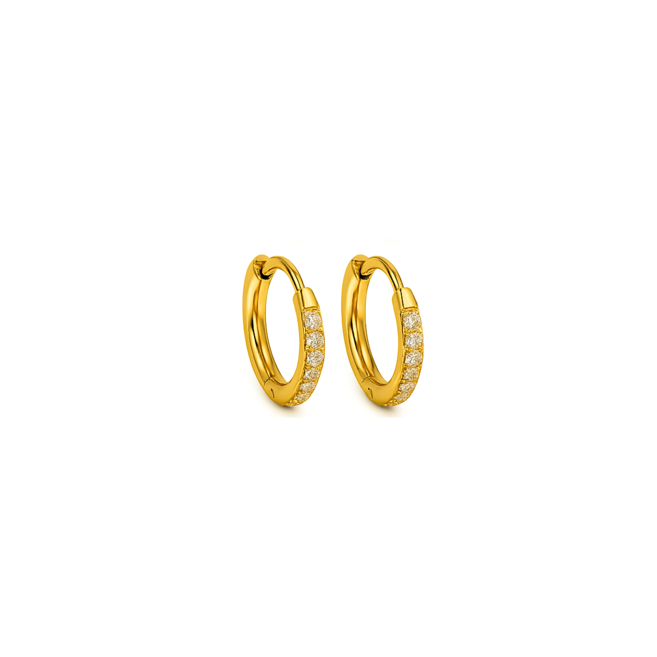 8mm Slim diamond style hoops - Gold