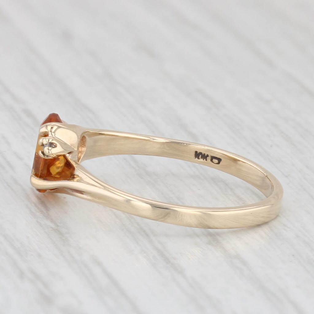 0.70ct Oval Citrine Solitaire Ring 10k Yellow Gold Size 6.25 Diamond Accents