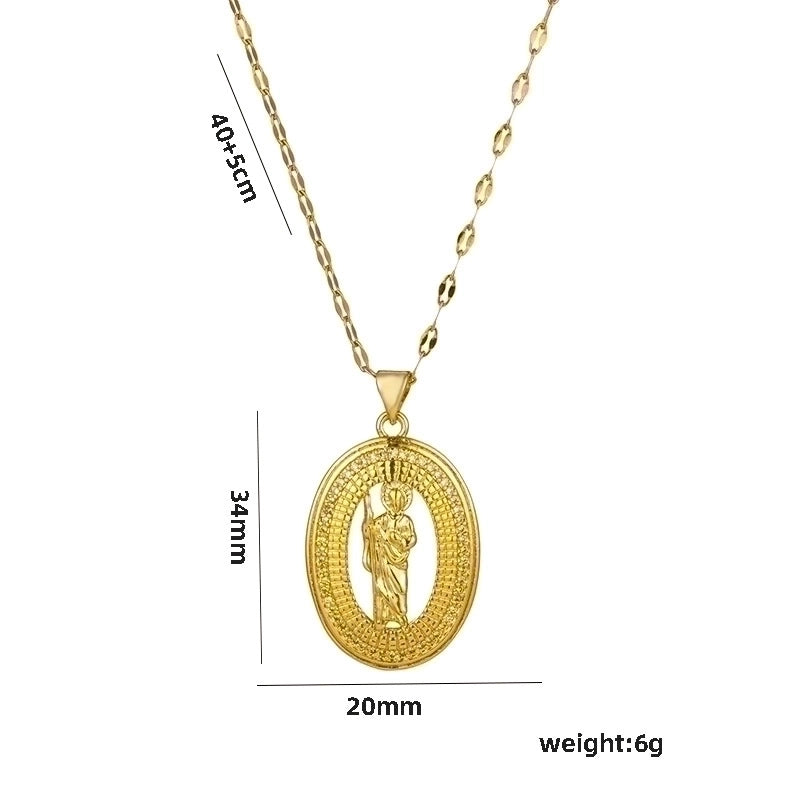 Titanium Steel Minimalist Human Star Oval Plating Inlay Zircon Pendant Necklace