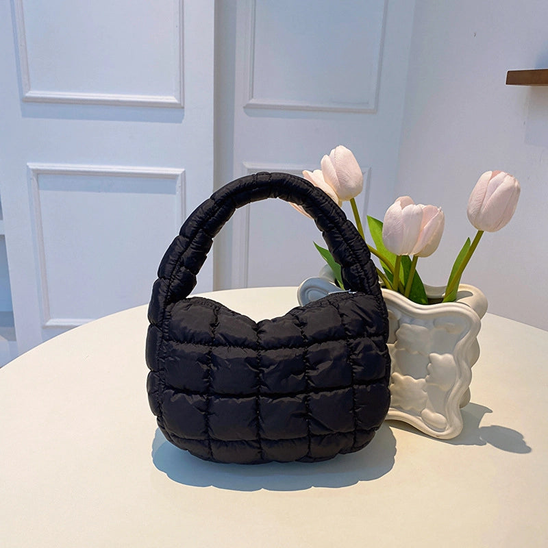 Autumn And Winter Mini Cloud Handbag Korean Style New Down Cotton-padded Underarm Bag Bubble Elastic Handbag