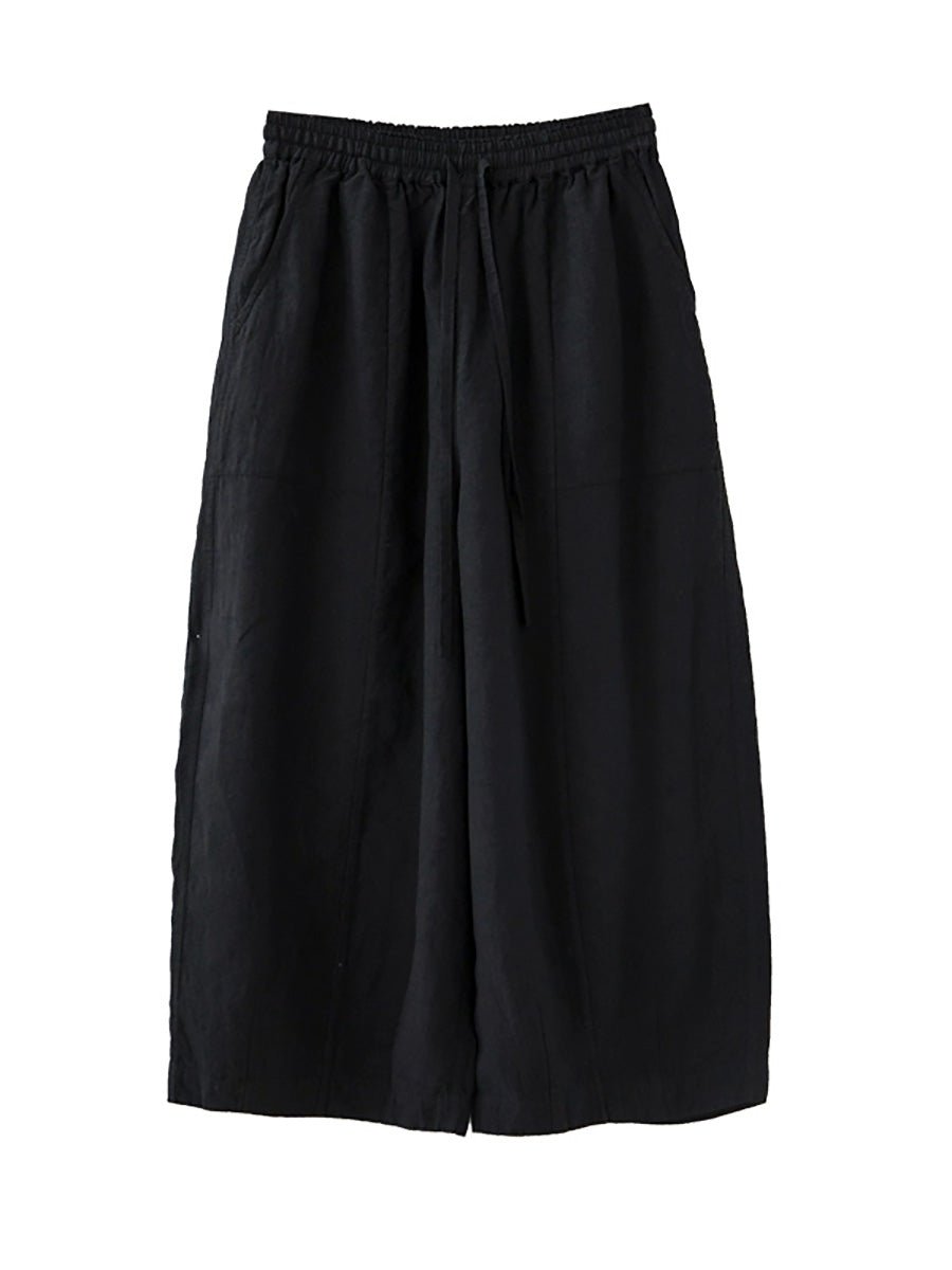 Women Summer Casual Pure Color 100%Linen Bloomers