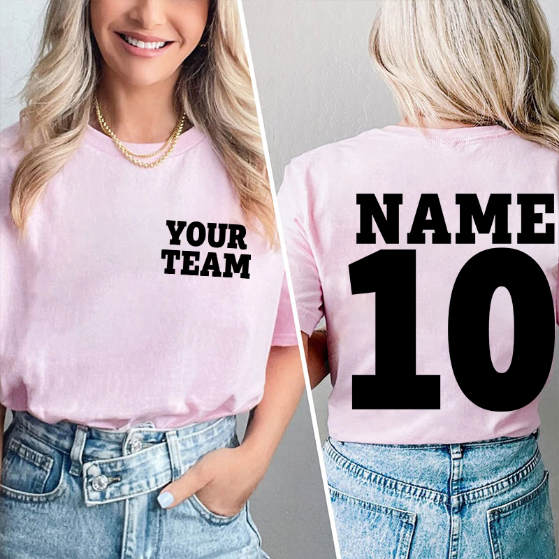 Personalized Team Name And  Number Team Teacher Two Sided T-Shirt