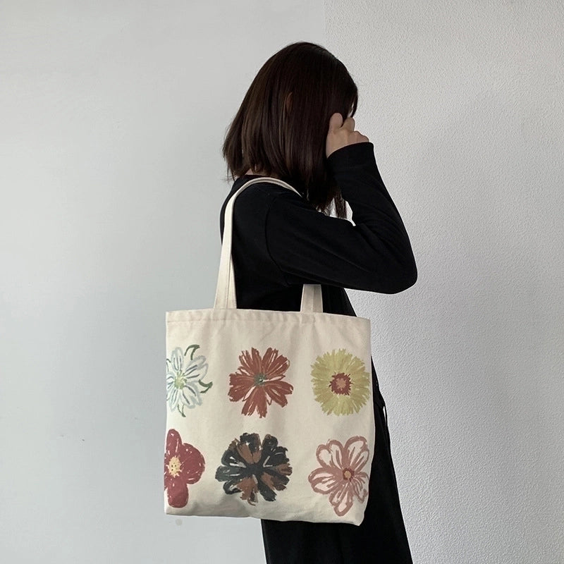 Women's Streetwear Flower Canvas Shopping Bags