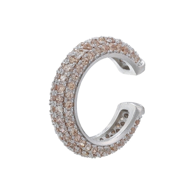 1 Piece Minimalist C Shape Plating Inlay Copper Zircon Gold Plated Earrings