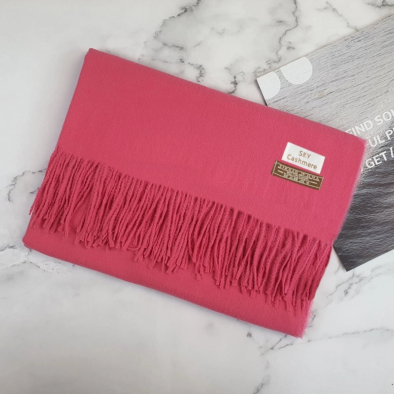 Big Red Scarf Thickened Cashmere Scarf Solid Color Women's Winter Explosions Cashmere Scarf Women's Wool Shawl