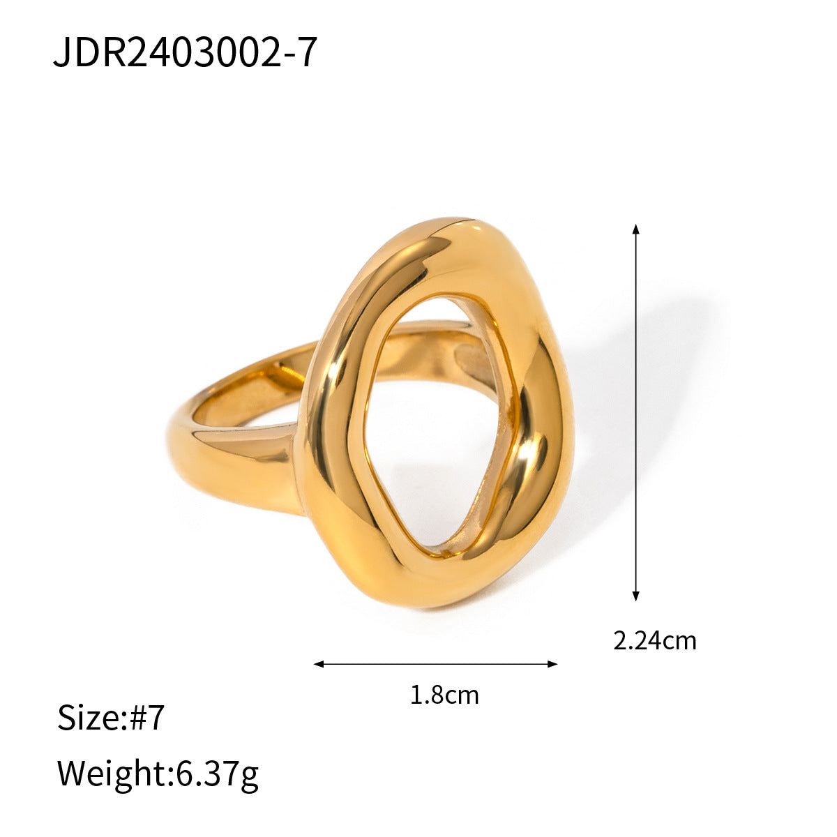 Jie Ding 18K Gold-Plated Stainless Steel Geometric Ring Buckle Bracelet Titanium Steel Jewelry