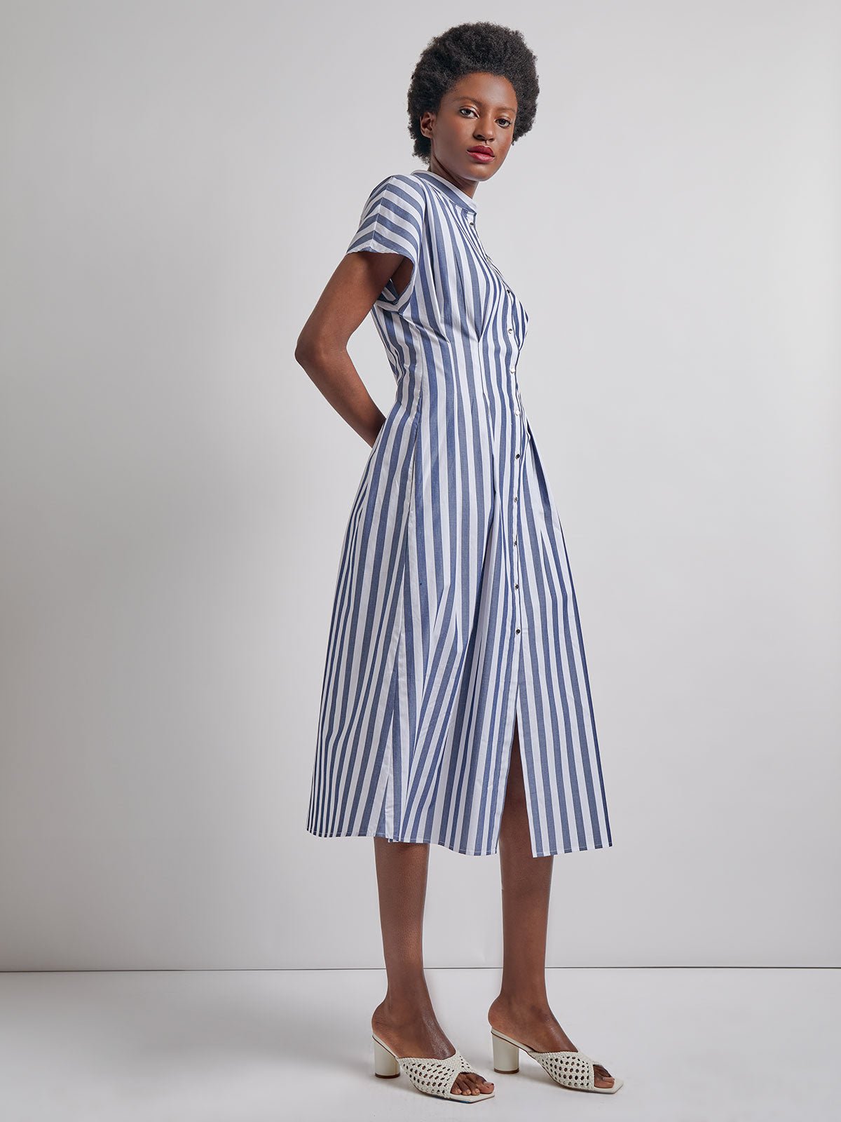 Fit & Flare Button Front Maxi Dress - Modern Fit