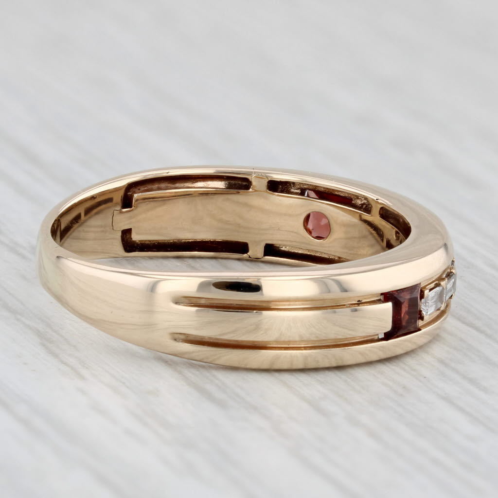 0.50ctw Diamond Garnet Ring 10k Yellow Gold Men's Wedding Band Size 10.75