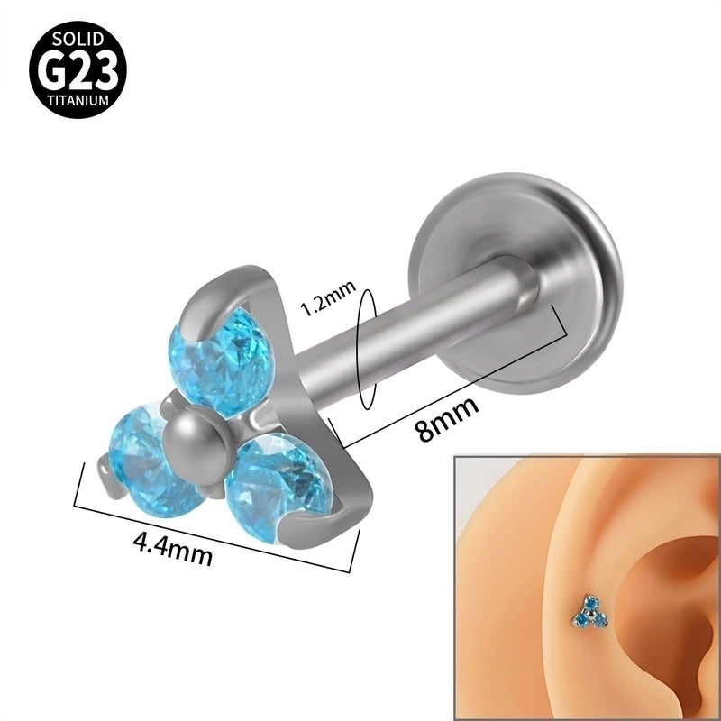 1 Piece Ear Cartilage Rings & Studs Minimalist Flower G23 Titanium Synthetic Opal Zircon Plating Inlay Synthetic Opal Zircon