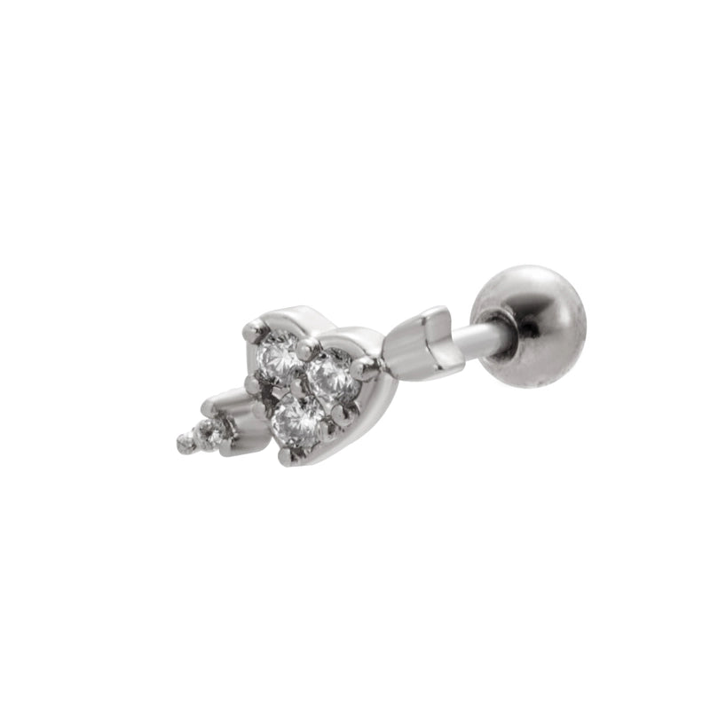 1 Piece Ear Cartilage Rings & Studs Sweet Heart Shape Flower 316L Stainless Steel  Copper Plating Inlay Zircon Ear Cartilage Rings & Studs
