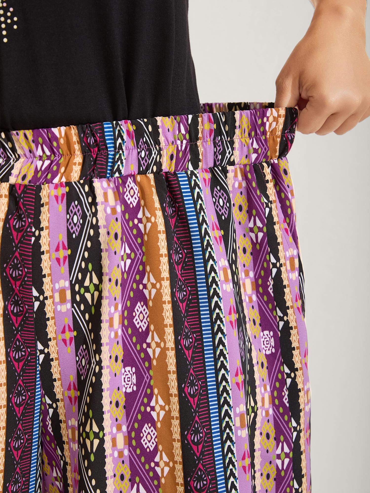 Boho Colorful Stripes Wide-Leg Pants