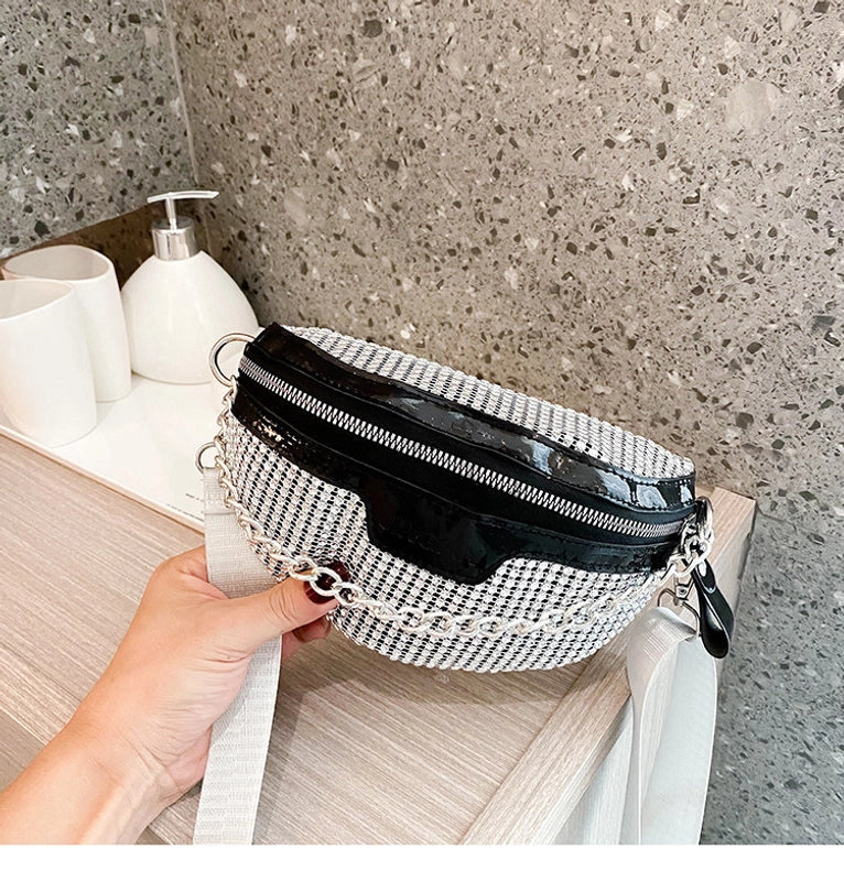 Women's Basic Classic Style Geometric Pu Leather Waist Bags