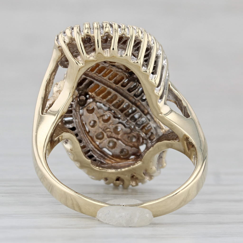 0.94ctw Diamond Bypass Ring 10k Yellow Gold Size 7 Cluster Cocktail