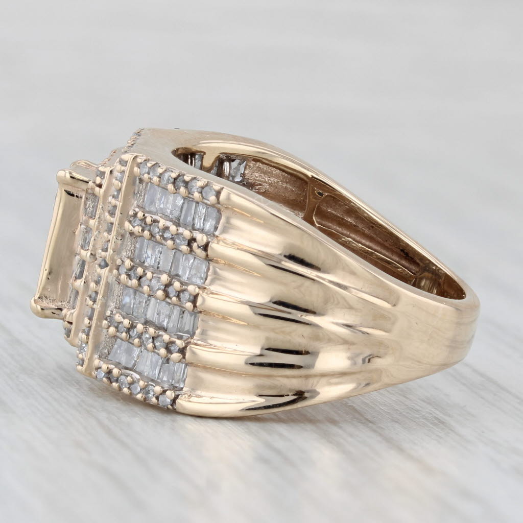 0.93ctw Diamond Cluster Halo Ring 10k Yellow Gold Size 8