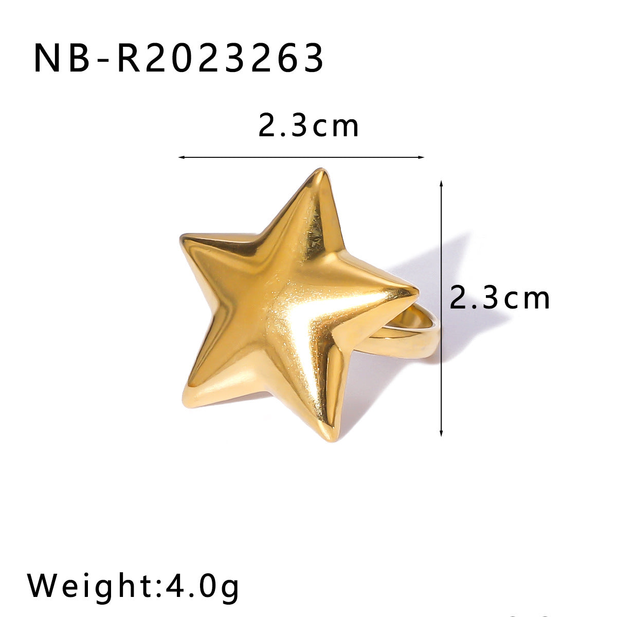 Open Ring Star Shell Textured Star Geometric Stainless Steel Electroplating Rings