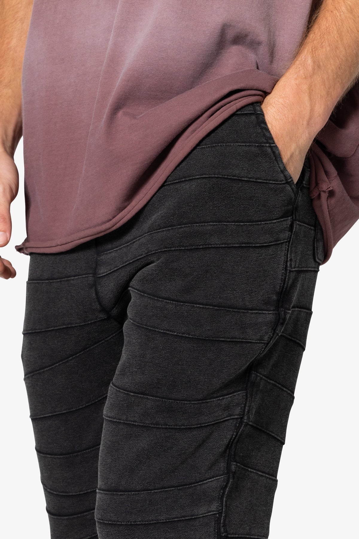 Crease Panel Sweatpants - Washed Black