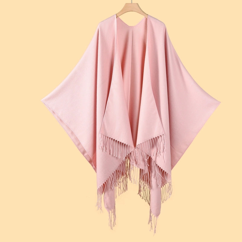Women's Streetwear Solid Color Imitation Cashmere Tassel Shawl