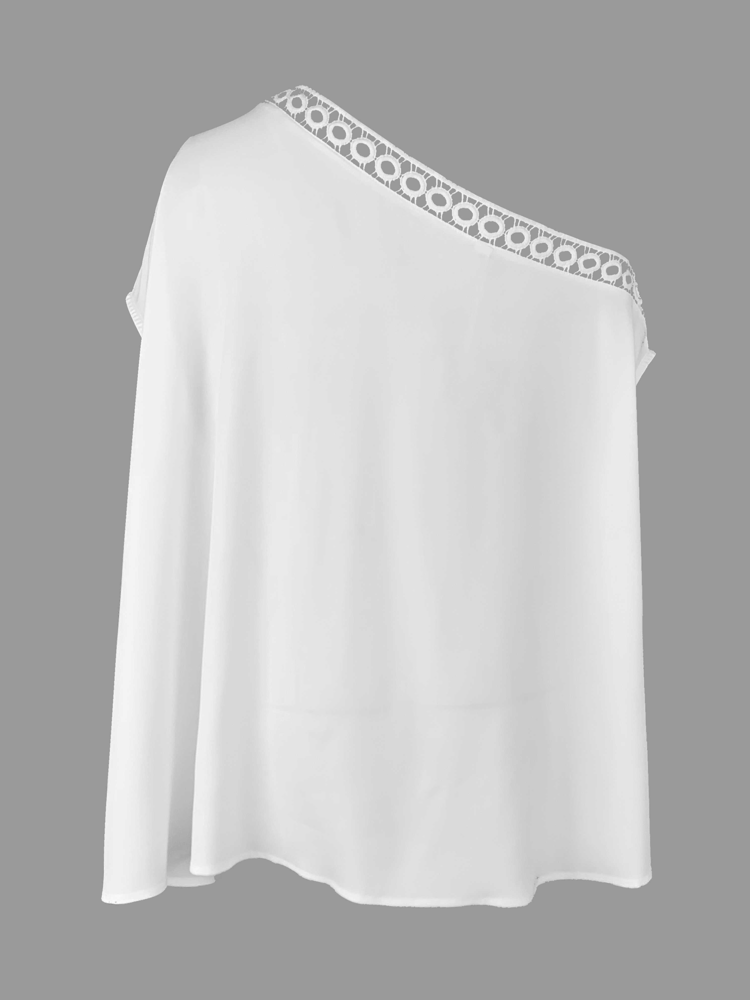 Batwing Sleeves Half Sleeves Contrast Color Flower Print Hollow One-Shoulder Blouses&Shirts Tops