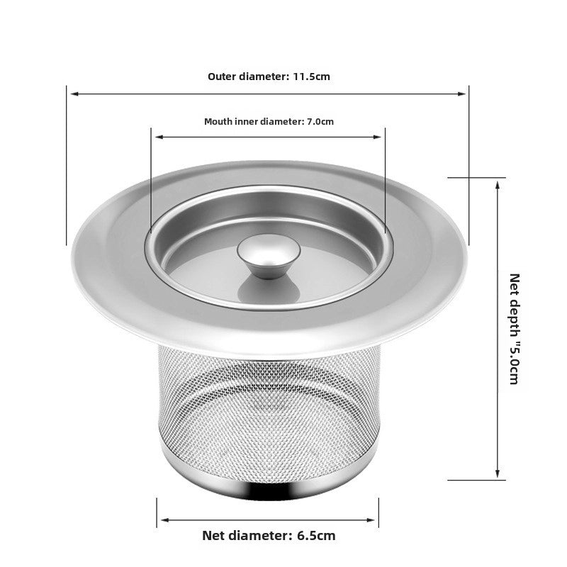 Kitchen Filter Drain Net Sink 304 Stainless Steel Filter Sink Garbage Artifact Sewer Drain Funnel