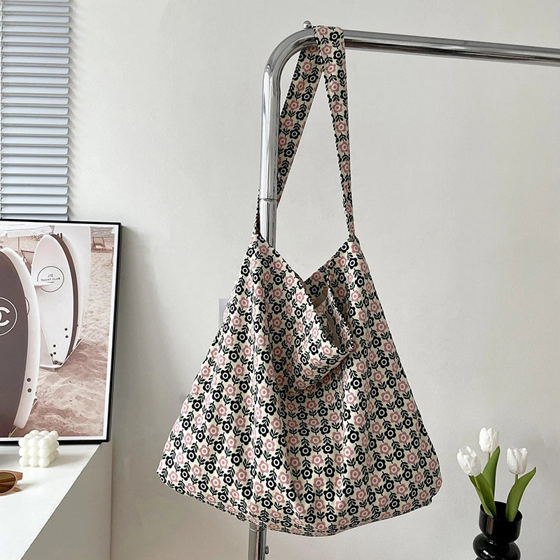 Niche Canvas Bag For Women 2024 New Summer Design Sense High Quality Artistic Floral Canvas Bag